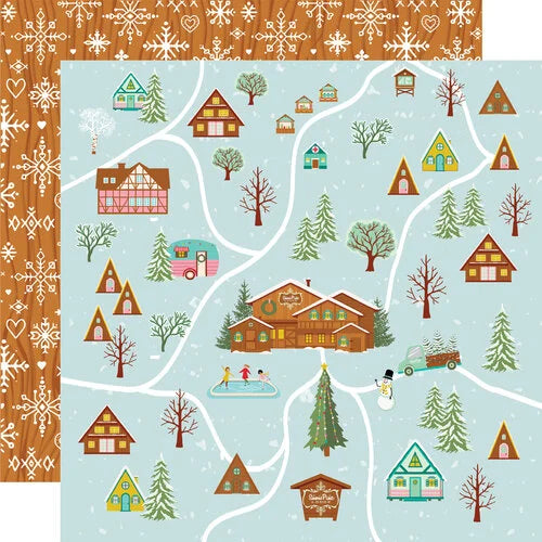 Simple Stories - Snow Pine Lodge - Snowflake Wishes - 12x12 Cardstock