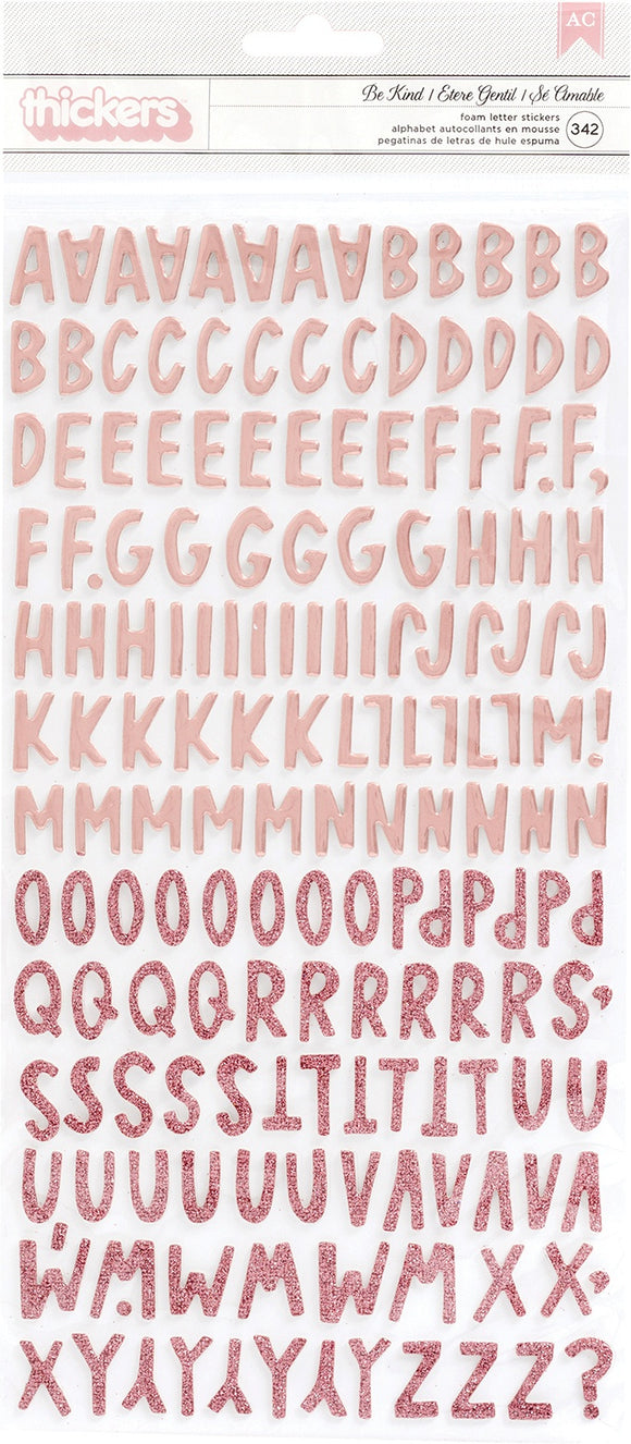 American Crafts Thickers Amy CUT OUT Pink Letter Stickers DAMAGED